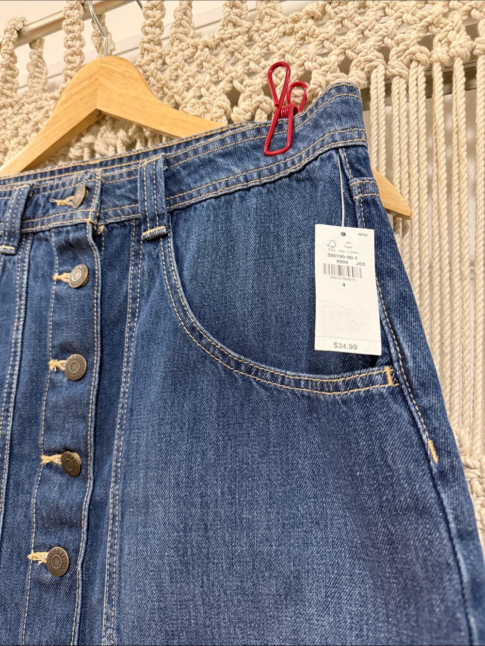 Old Navy NWT Dark Blue Button-Front Denim Mini Skirt - Picture 3 of 7